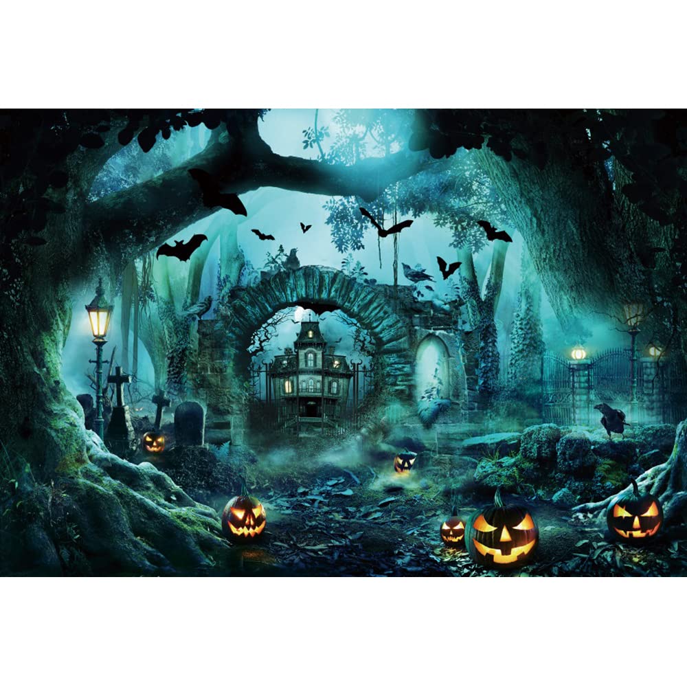 YongFoto 3x2m Vinyle Fond Photo Halloween Maison Fantasmagorique Hantée Pleine Lune Fond Photographie Studio Photo Fete Photobooth Accesorios