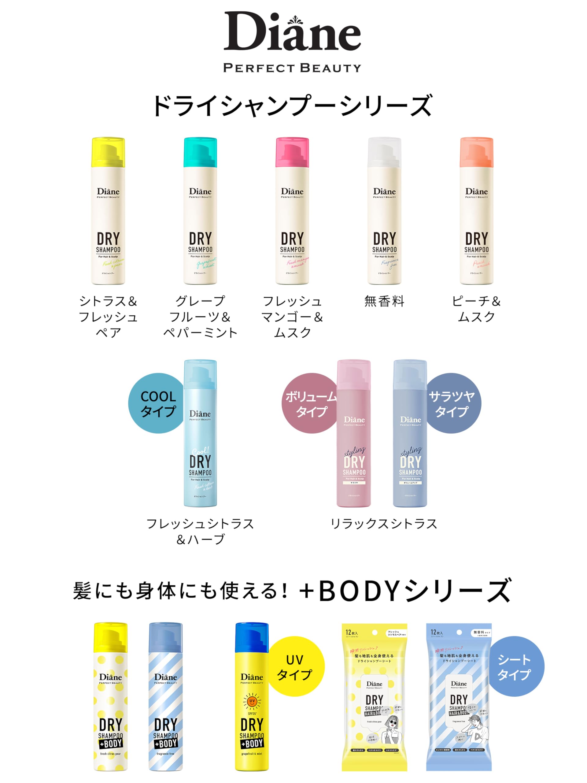 ダイアン　水のいらないシャンプー　フレッシュシトラス＆洋ナシの香り95g×10本 Amazon | Diane(ダイアン) 【携帯用】 Moist ドライシャンプー (水の
