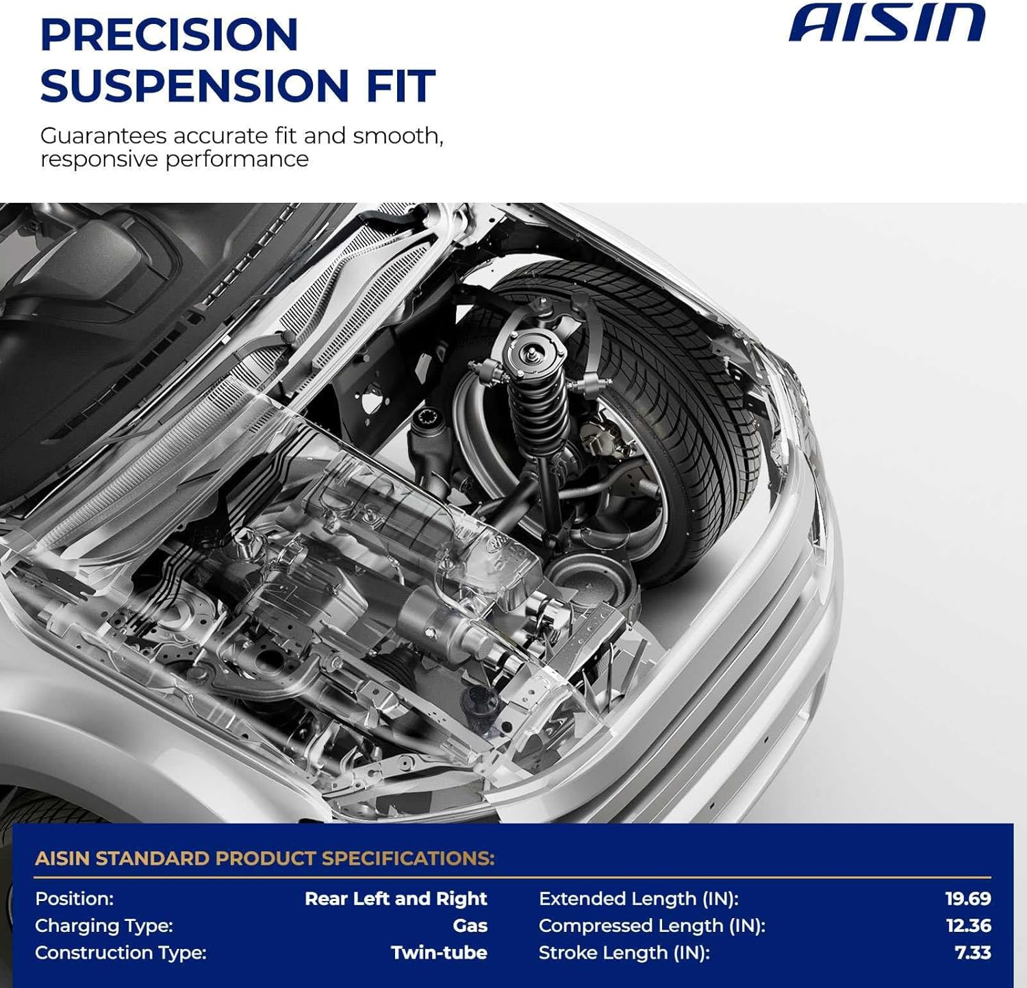 AISIN AFTERMARKET SABM-01408 Rear Struts Shock Absorbers - Compatible with Mitsubishi Endeavor 2004-2008&2010-2011 - Set of 2