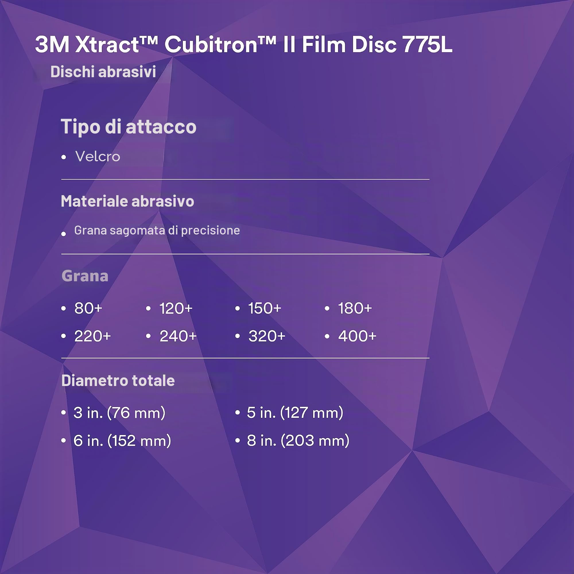 3M Cubitron il Disco con Supporto in Film 775L, 127 mm, 320+, Sabbia Pulita, 50 Dischi per Confezione