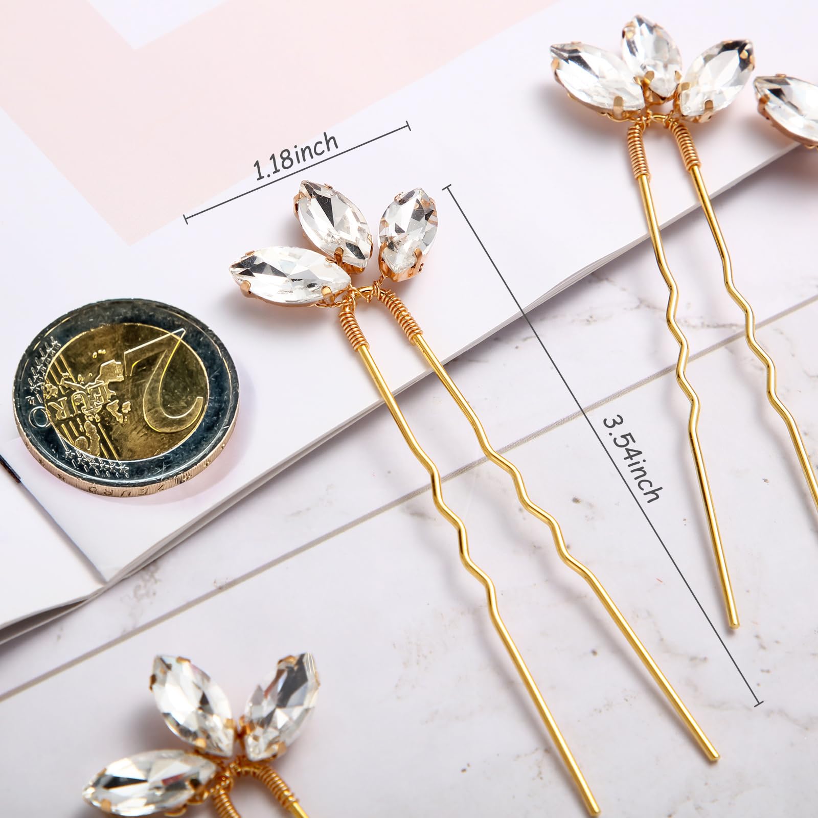 Amazon.com : 10 Pieces Crystal Wedding Hair Pins Rhinestone  display picture 3