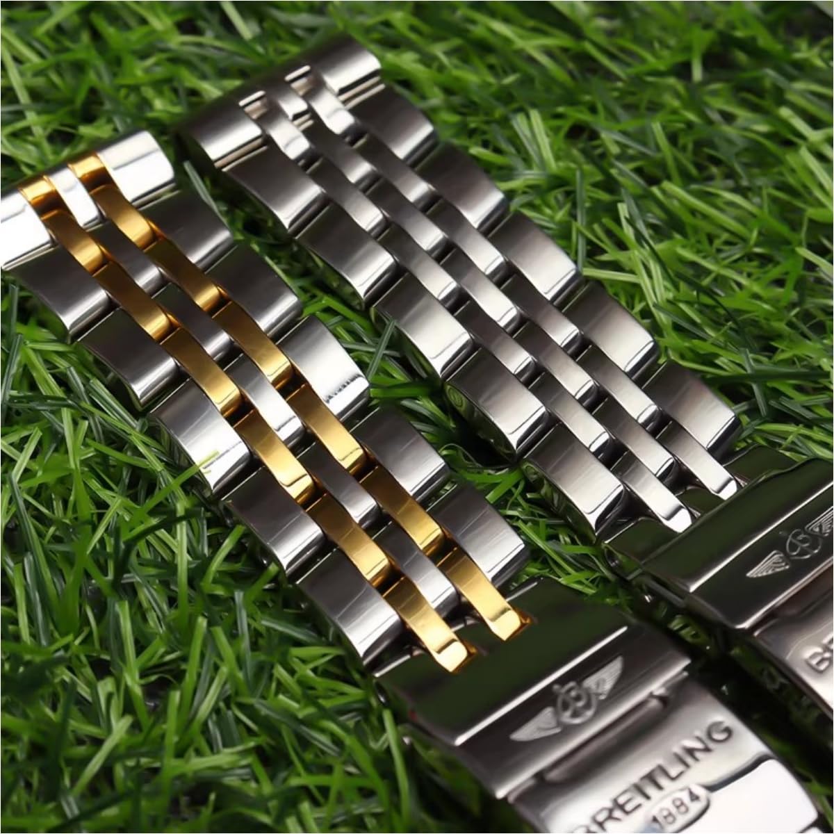 Cinturino Orologio Acciaio Inox 18mm 20mm 22mm 24mm Terminali Curvi, Fascia Metallo Bracciale per Breitling-Argenteo 18mm