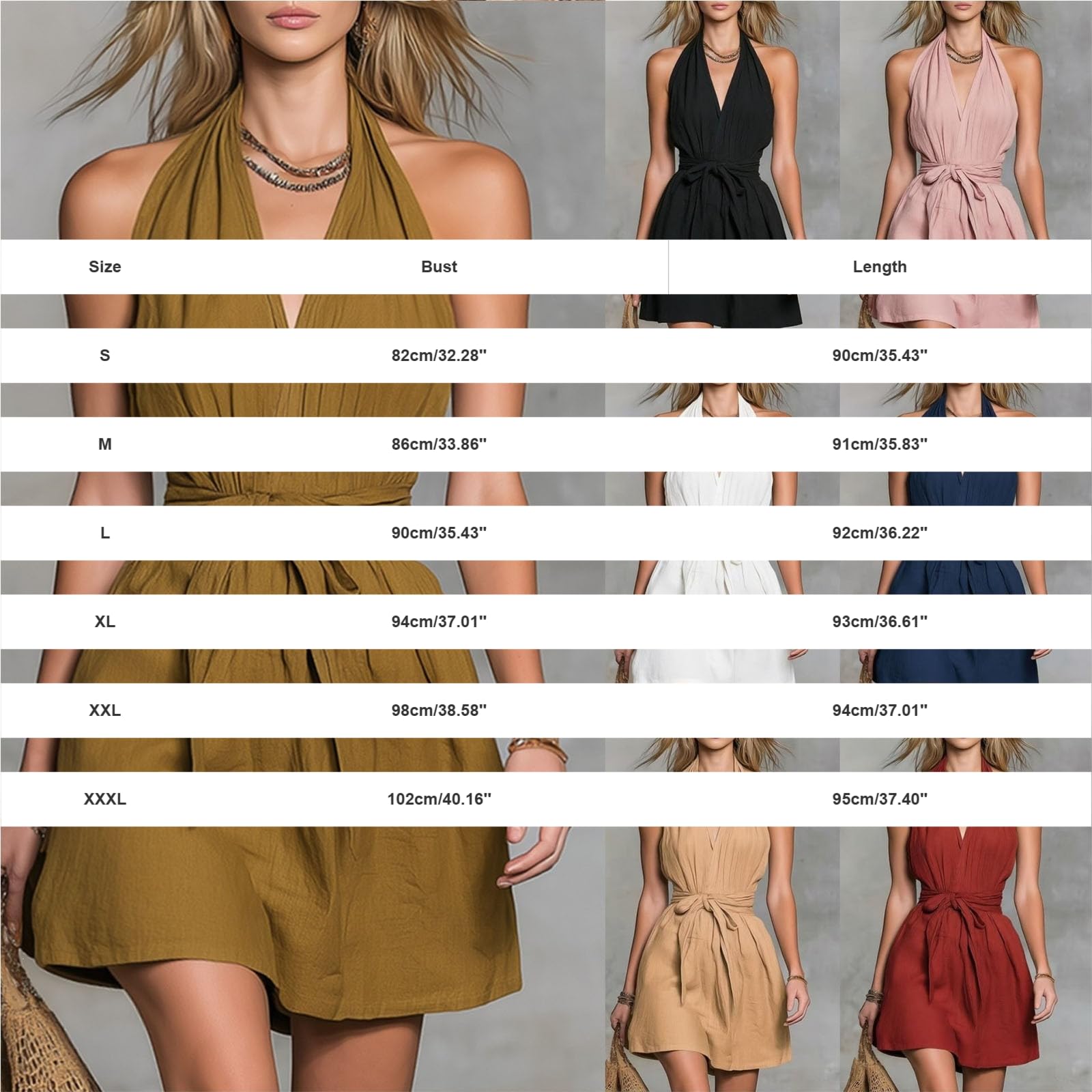 Robe de loisirs pour femme - Sans manches - Col en V - Robe de plage
