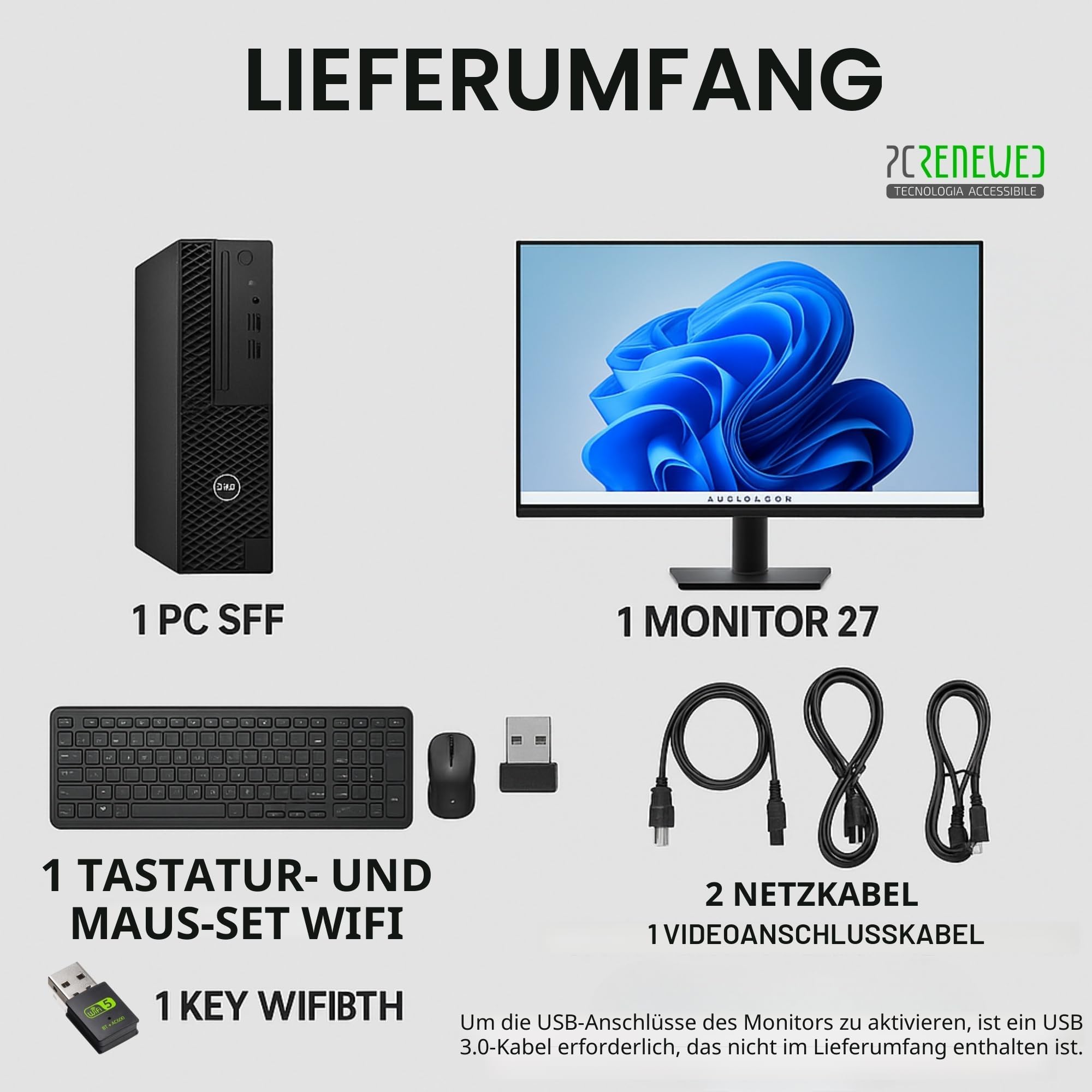 Desktop-PC i7-8700 bis zu 4,6 GHz | 27″ Dell Monitor | 32 GB RAM | DVD-RW | 1 TB SSD NEW | Büro-Desktop-PC | Windows 11 Pro + Office 2021 | Kabellose Maus und Tastatur (Generalüberholter)