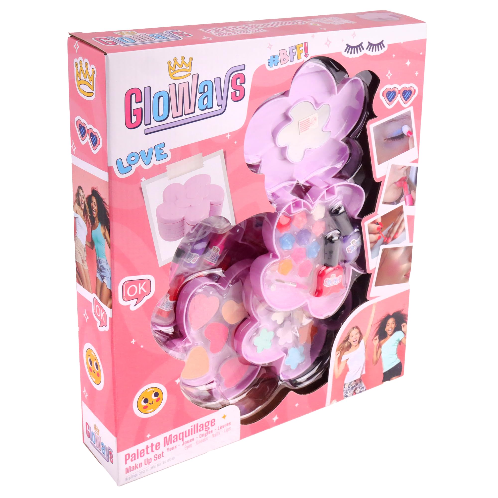 Coffret Maquillage Gloways En Forme De Gâteau – 14 Fards, 5 Blush, 8 Gloss, 5 Rouges à Lèvres – Dès 5 Ans – Cadeau Anniversaire