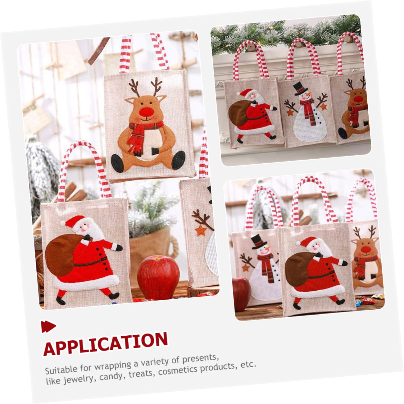 FRCOLOR 6pezzi Sacchetti Natalizi Tessuto Per Feste Di Natale Per Regali e Dolcetti Decorazioni Festive Per Eventi Natalizi