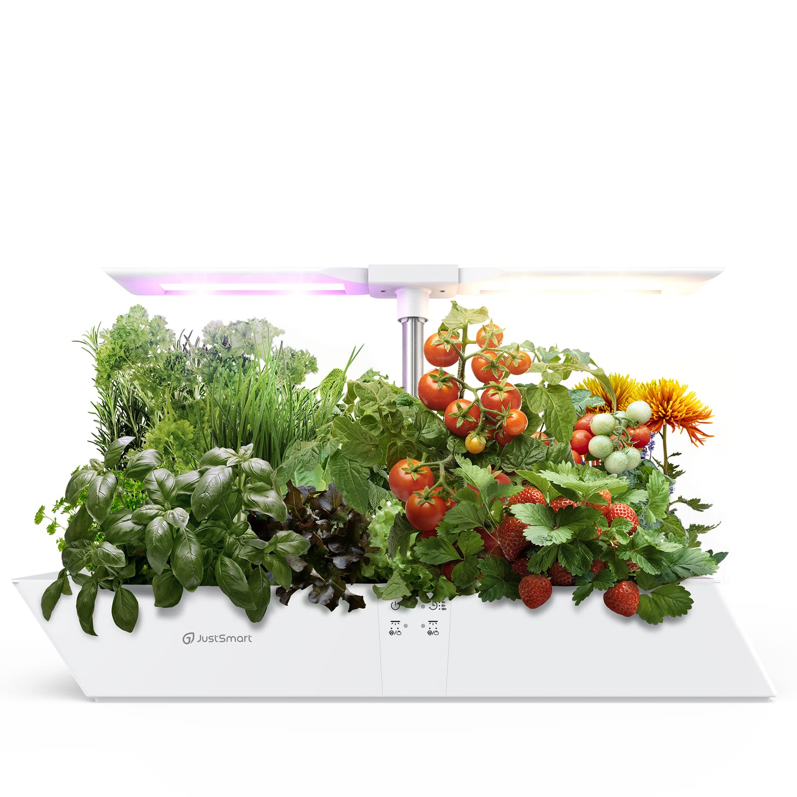 12 Pods Hydroponics Growing System Indoor Garden, JustSmart Herb Garden Kit Indoor with 24W 5 Color Full Spectrum LED Grow Light, Separate Control of Dual Street Light Boards with 3 Timing Modes