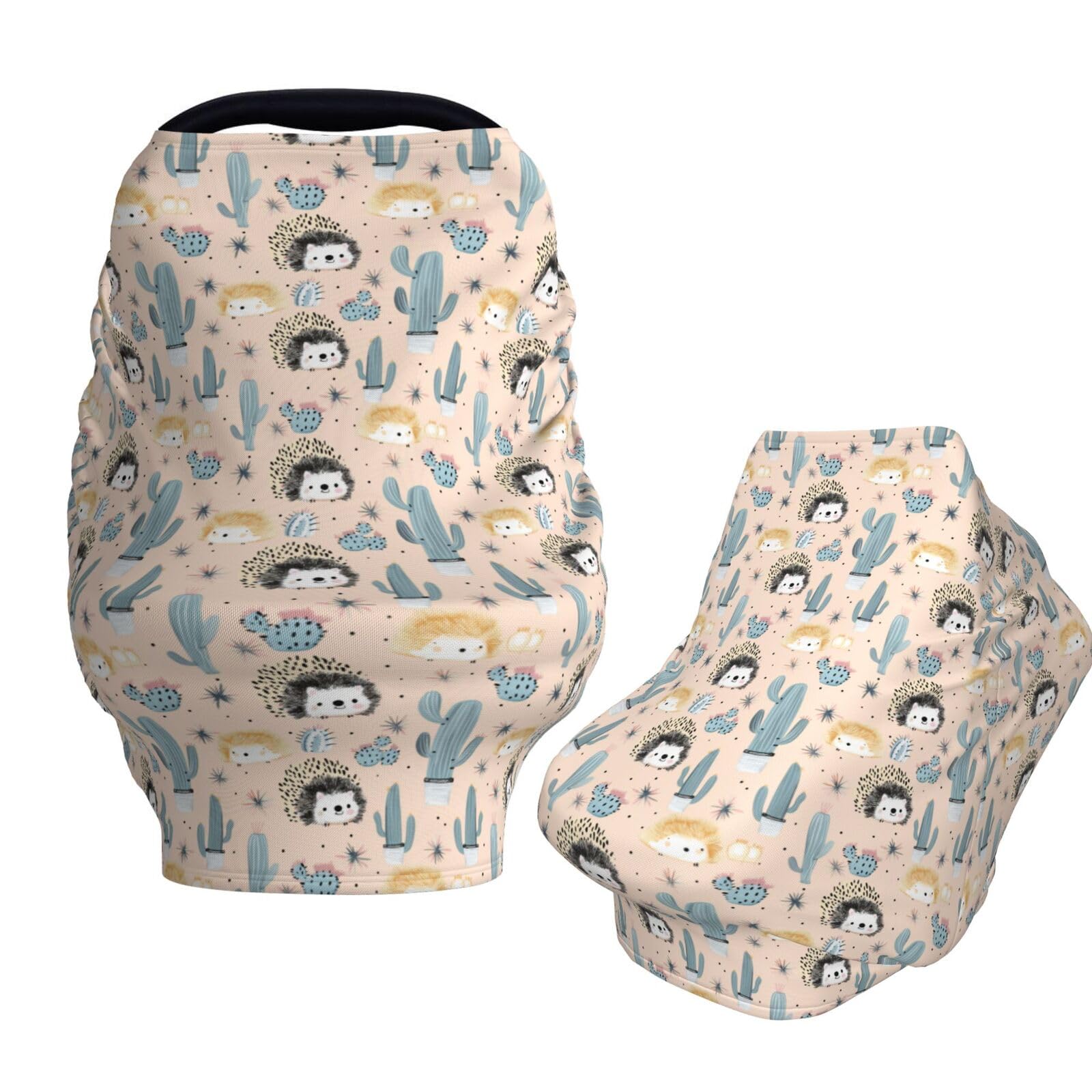 Muishi Cute Hedgehog with Cacti Baby Car Seat Covers Carseat Canopy Soft Infant Stroller Cover Nursing Breastfeeding Covers for Girls Boys Newborn