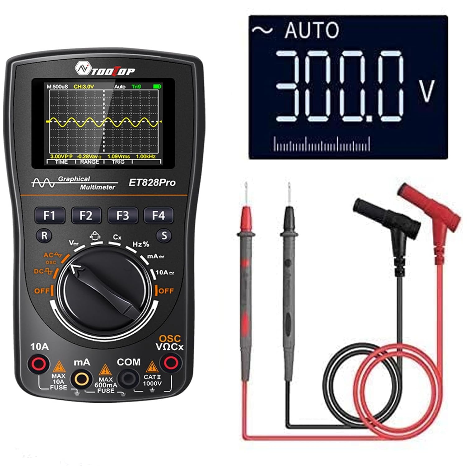 Auto-Range Digital Multimeter 20000 Counts 4 1/2 DC AC Resistance Capacitance Peak Hold True RMS NCV Diode Tester