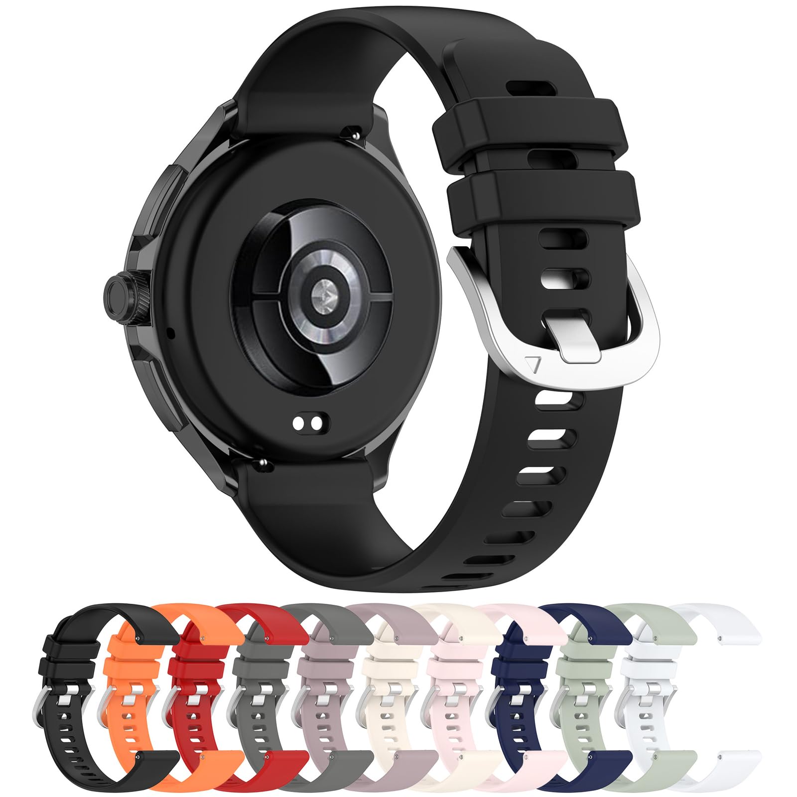 AWADUO Compatible with Huawei Watch 2 Pro Bands, 22mm Replacement Silicone Wrist Watch Band Strap Compatible with Xiaomi Watch 2 Pro, Soft And Durable for Men and Women(Black)