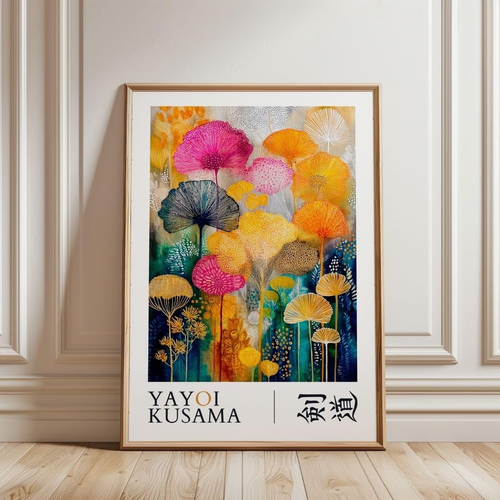 ARTINSPIRIO Yayoi Kusama Inspiriertes Botanisches Poster, Bunt, Ohne Rahmen, Kunstdruck (50x70 cm)