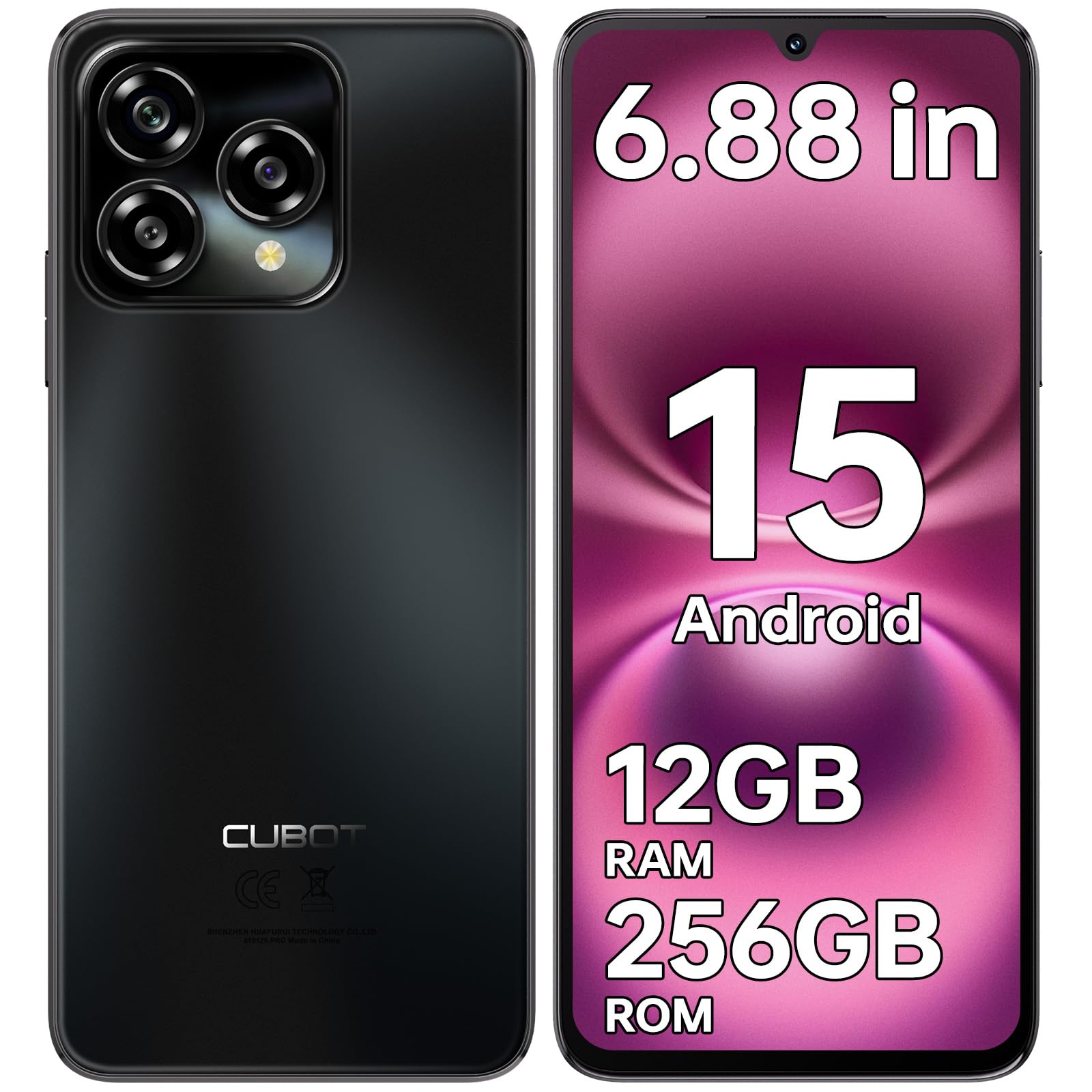 CUBOT A40 Smartphone Android 15, 6.88" 120Hz Telefono Cellulare, 12GB+256GB/1TB Cellulari e Smartphone, 48MP+16MP Telefoni, 5100mAh Batteria, 4G Dual SIM/NFC/Face ID/OTG/GPS/Doppio Altoparlante