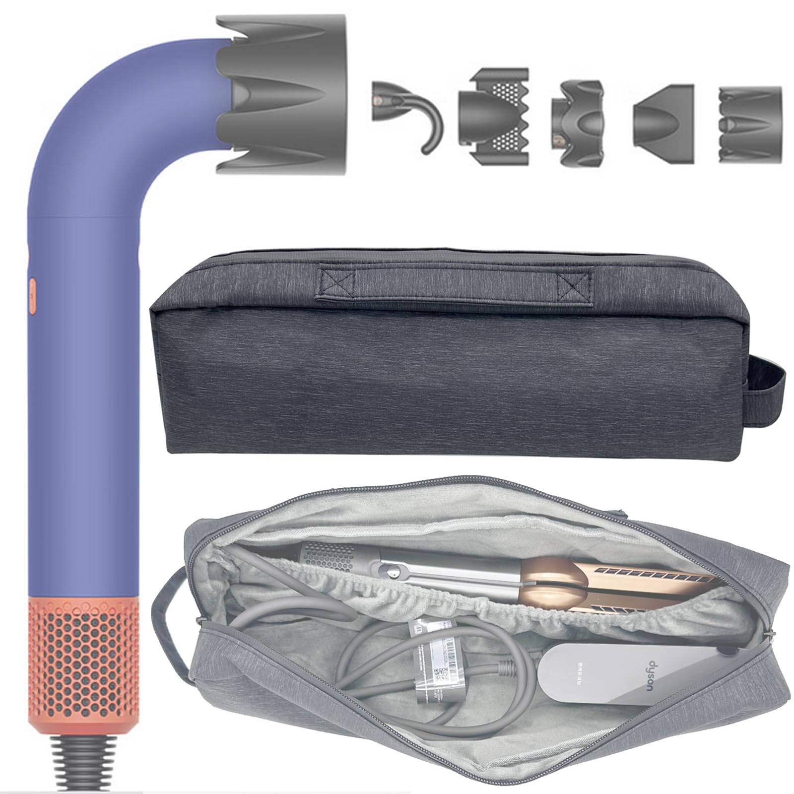 Honlyn Travel Case Compatible with Supersonic r Hair Dryers, Portable Supersonic Travel Storage Bag, Carrying Case Organizer for Shark Flexstyle and