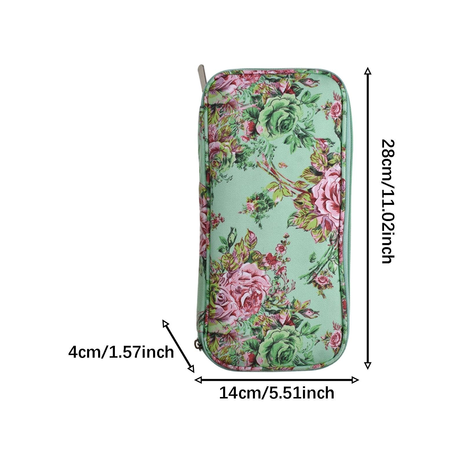 Estuche para Ganchos de Porta Agujas de Tejer Organizador Cremallera Doble Capa Portátil Material Oxford Bolsillos Adecuado para Viaje, Verde, Individual