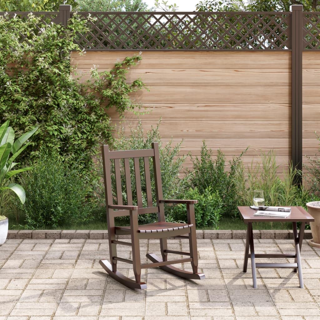 VidaXL Mecedora para Niños de Madera Maciza de Álamo Marrón - Exterior y Jardín - Pequeña