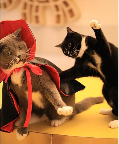Dog Cat Vampire Cloak Costume for Small Medium Large Dogs Cats, Halloween Dog Costumes Cat Vampire Cloak(Small)