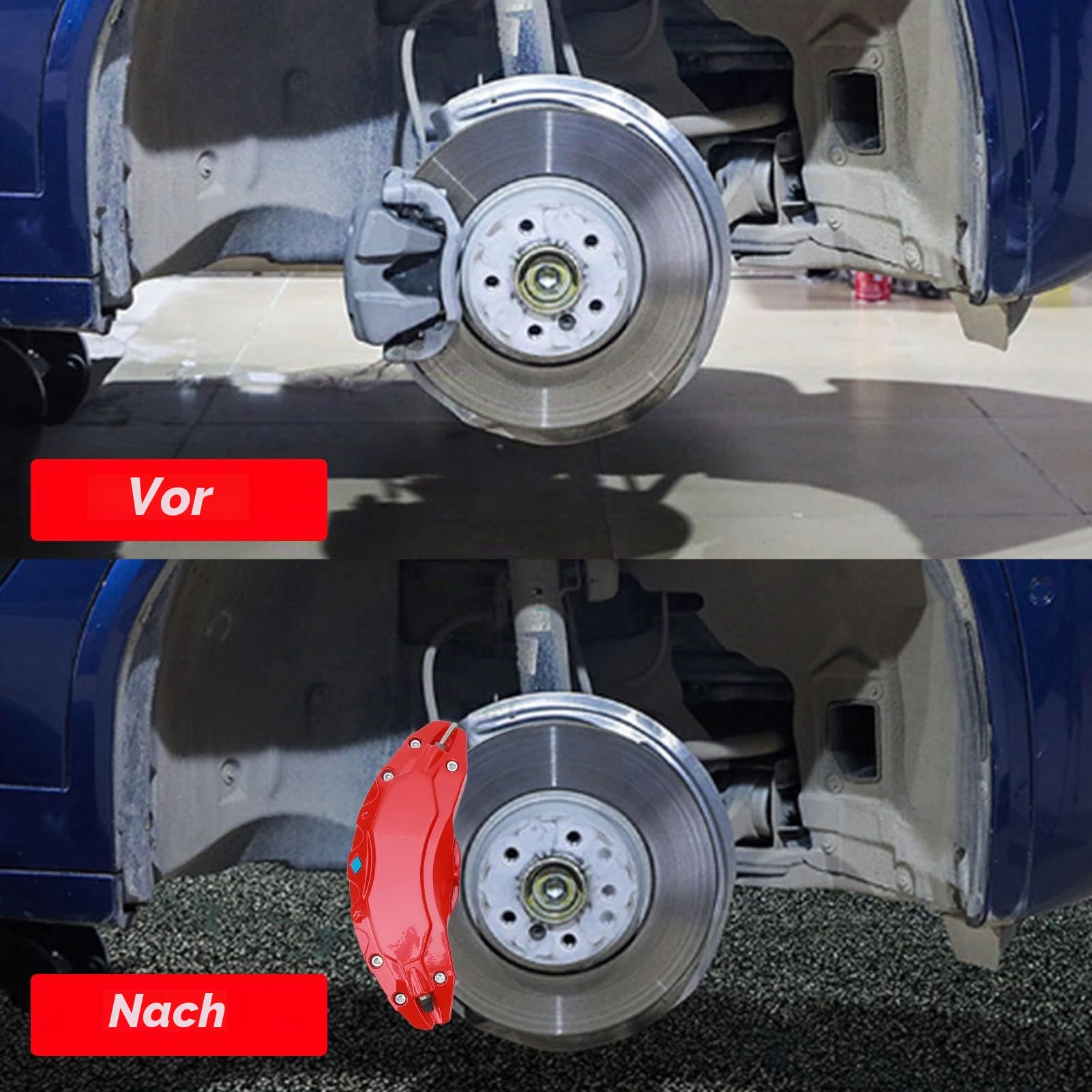 4 Stück 19 Zoll 20 Zoll Radnaben-Bremssattelabdeckungen aus Aluminiumlegierung, Scheibenbremssattel-Schutzabdeckung (Rot)