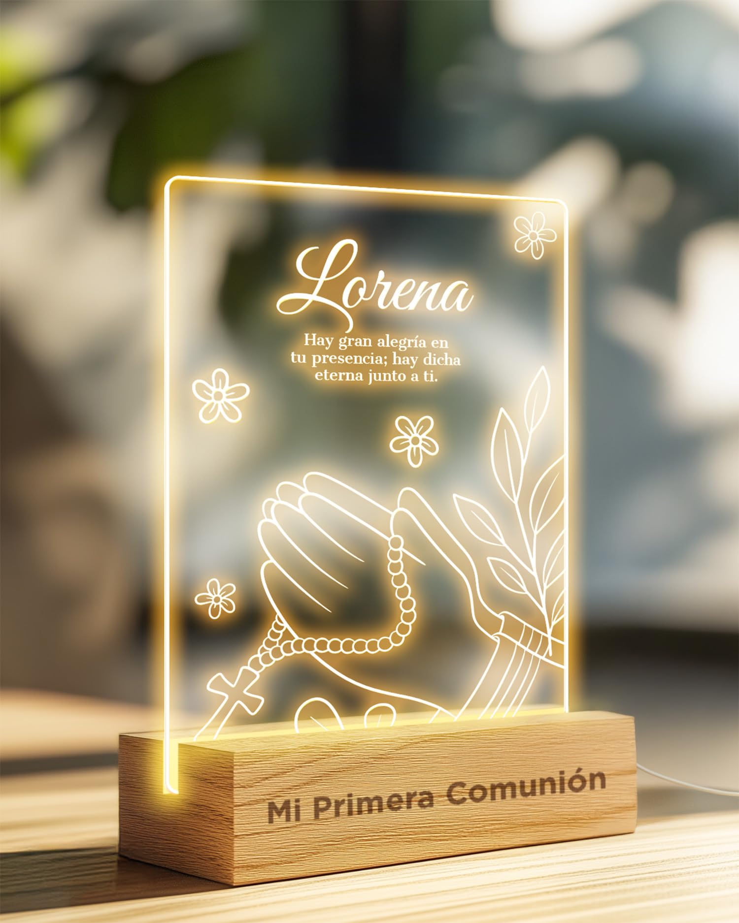 Panorama Lámpara Infantil Personalizada de un Rosario - Placas Decorativas con tu Foto - Luz Nocturna LED para Mesita de Noche - Regalos Primera Comunion Niño y Niña Personalizado y Originales