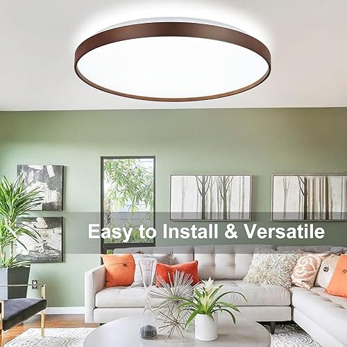 Miniatura 2 de DLLT - Lámpara de techo LED moderna de montaje empotrado de 45 W, 23 pulgadas, redonda, delgada, cerca del techo, lámpara de perfil bajo de grano de