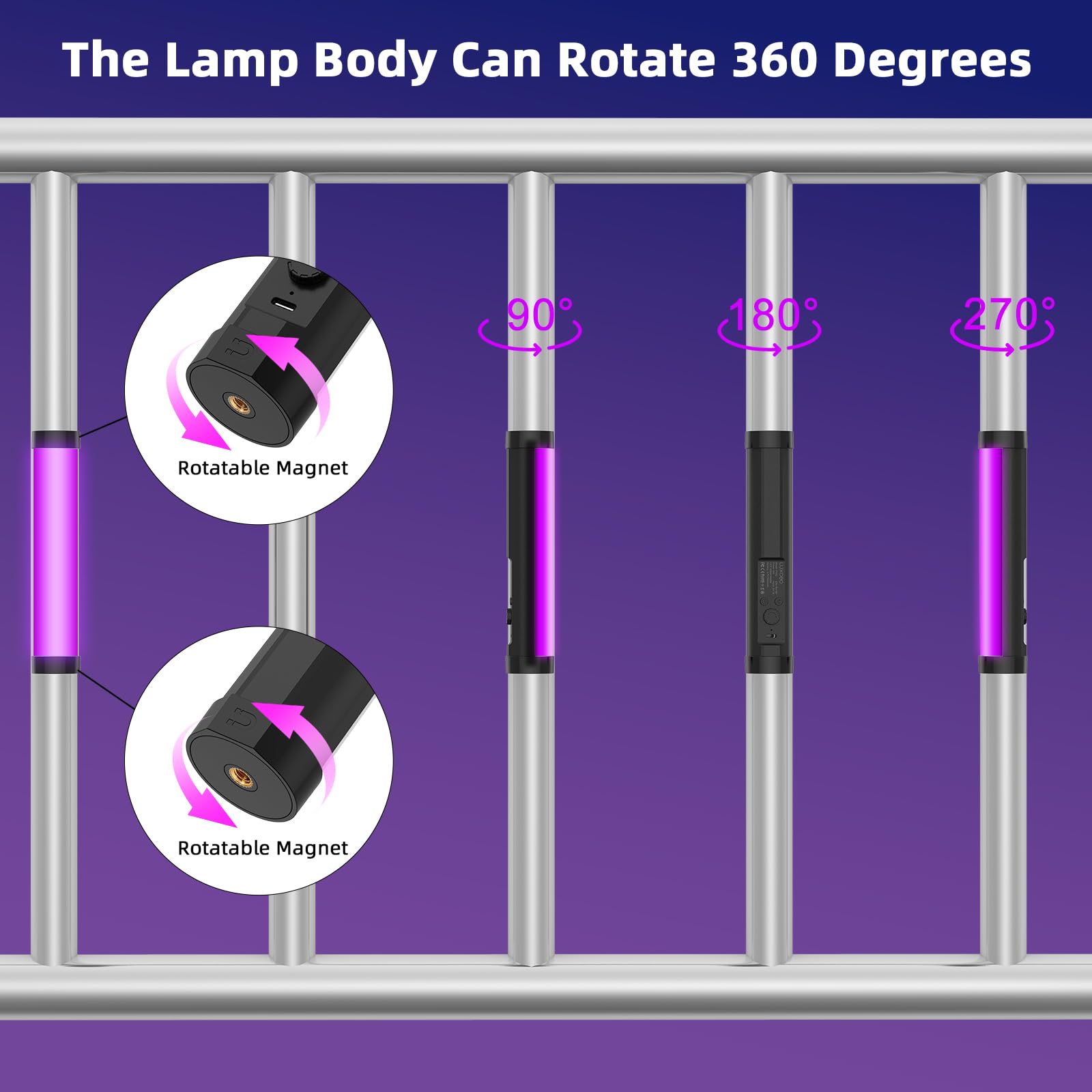 LUXCEO P100 20cm RGB Video Tube LED Light,Baton Lumineux,Magnetic Rechargeable Lightstick Multi-angle Éclairage,Lampe Photo Portable pour Tiktok,Youtube,Tournage Vidéo,Brightness Adjustable,3000/6000K