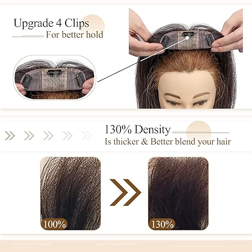 Miniatura 4 de MY-LADY Extensiones de cabello humano con clip para mujer, densidad del 130 %, 3.9 x 4.7 in, base de seda, 1.23 oz, 10 pulgadas, #1B, color negro