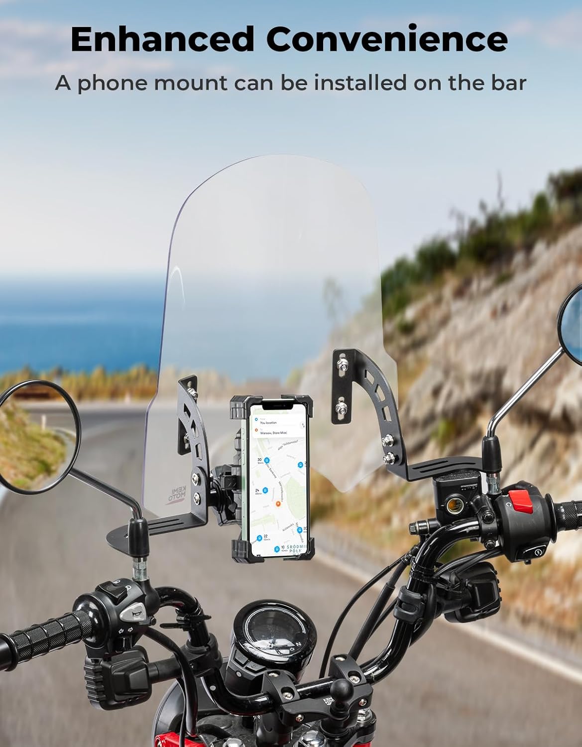 KEMIMOTO Motorcycle Windshield with Clamp Bar Compatible with CT125 2020-2025 Navi 2016-2025 CC110 2013-2025