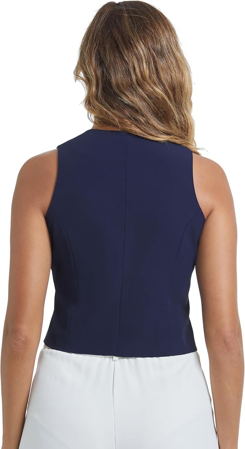 Women Suit Vest V Neck Button Down Vests Tops Sleeveless Business Casual Work Blazer Waistcoat - Image 2