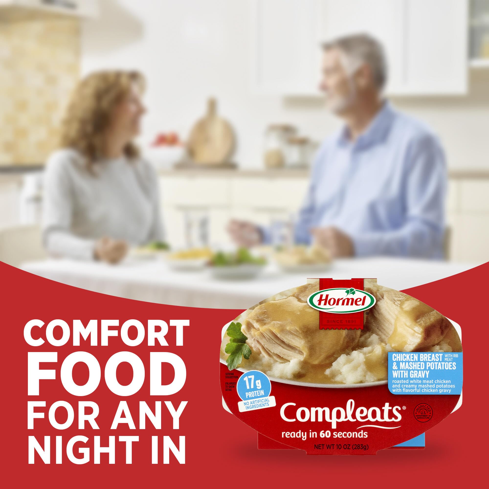 HORMEL COMPLEATS Chicken Breast & Mashed Potatoes With Gravy Microwave Tray, 10 oz (Pack of 6)