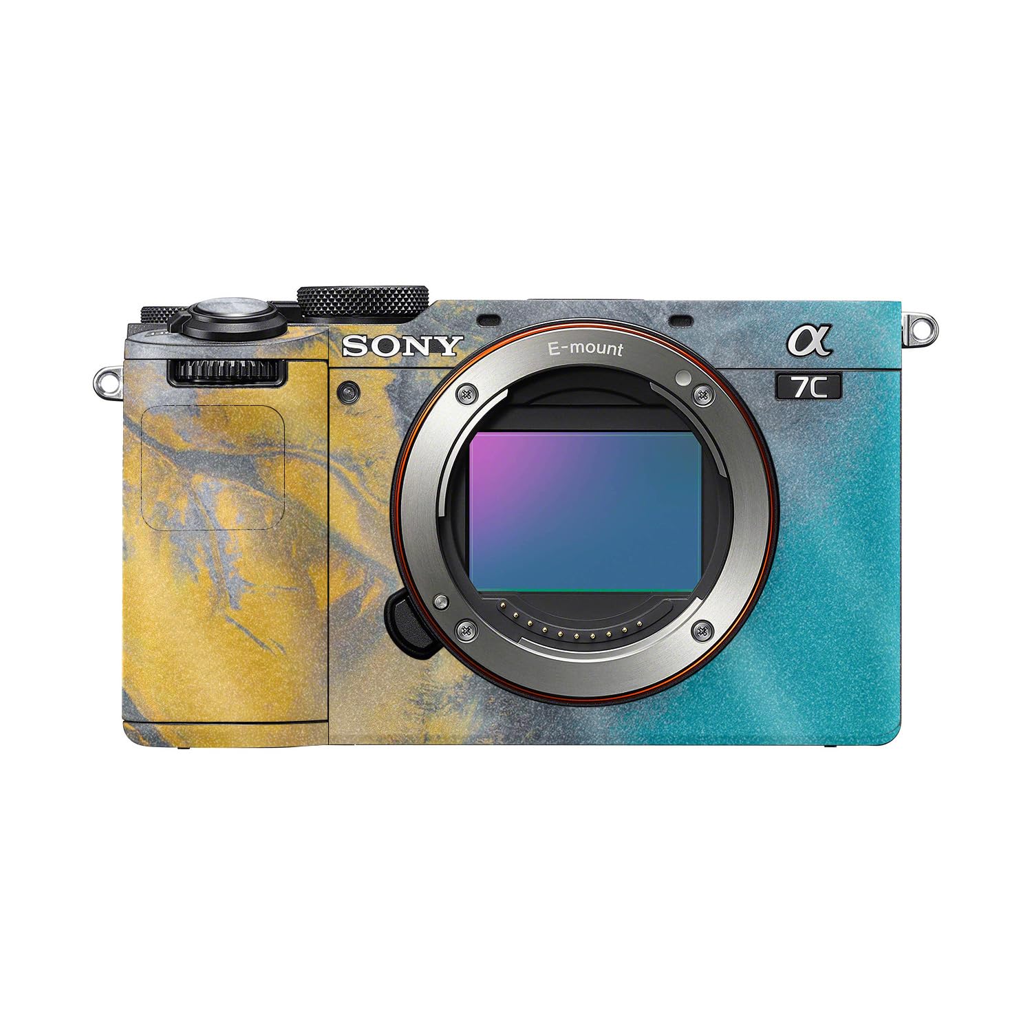 Glossy Glitter Camera Skin Compatible with Sony A7C Mark II (2023) - Yellow Spill - Premium 3M Vinyl Protective Wrap Decal Cover - Easy to Apply | Crafted in the USA by MightySkins
