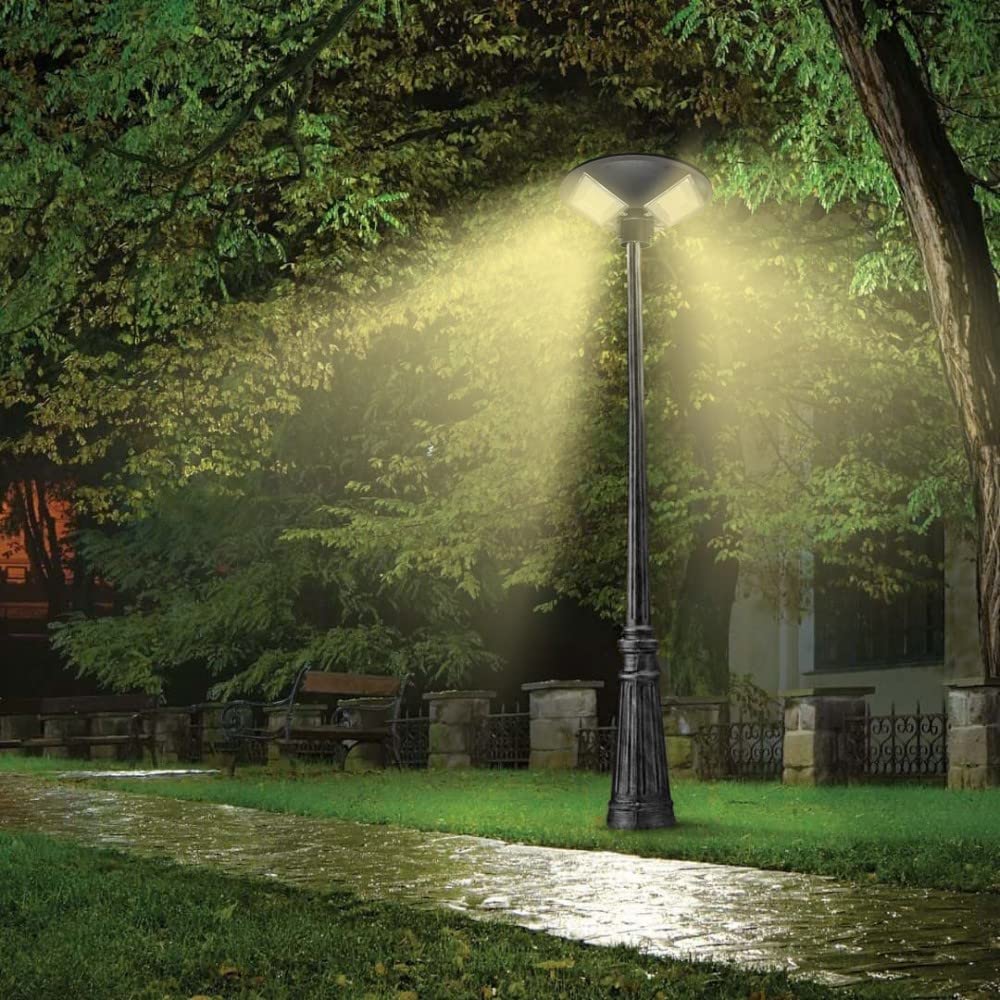 Mediawave Store - Faro Solare Stradale con Palo Curvo da Parete e Telecomando, Illuminazione per Esterni, Pannello Solare, Luce Bianca, Luce per Garage Parcheggio Giardino Vialetto, 55x13Ccm, 053004