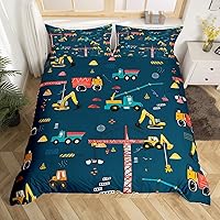 Vista 19 de Feelyou - Juego de ropa de cama con funda de edredón de dibujos animados para niños, niñas y adolescentes, con estampado de vehículos modernos