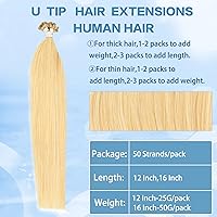 Vista 5 de Extensiones de cabello humano con punta en U, extensiones de cabello humano real natural con punta en U, extensiones de cabello humano con punta