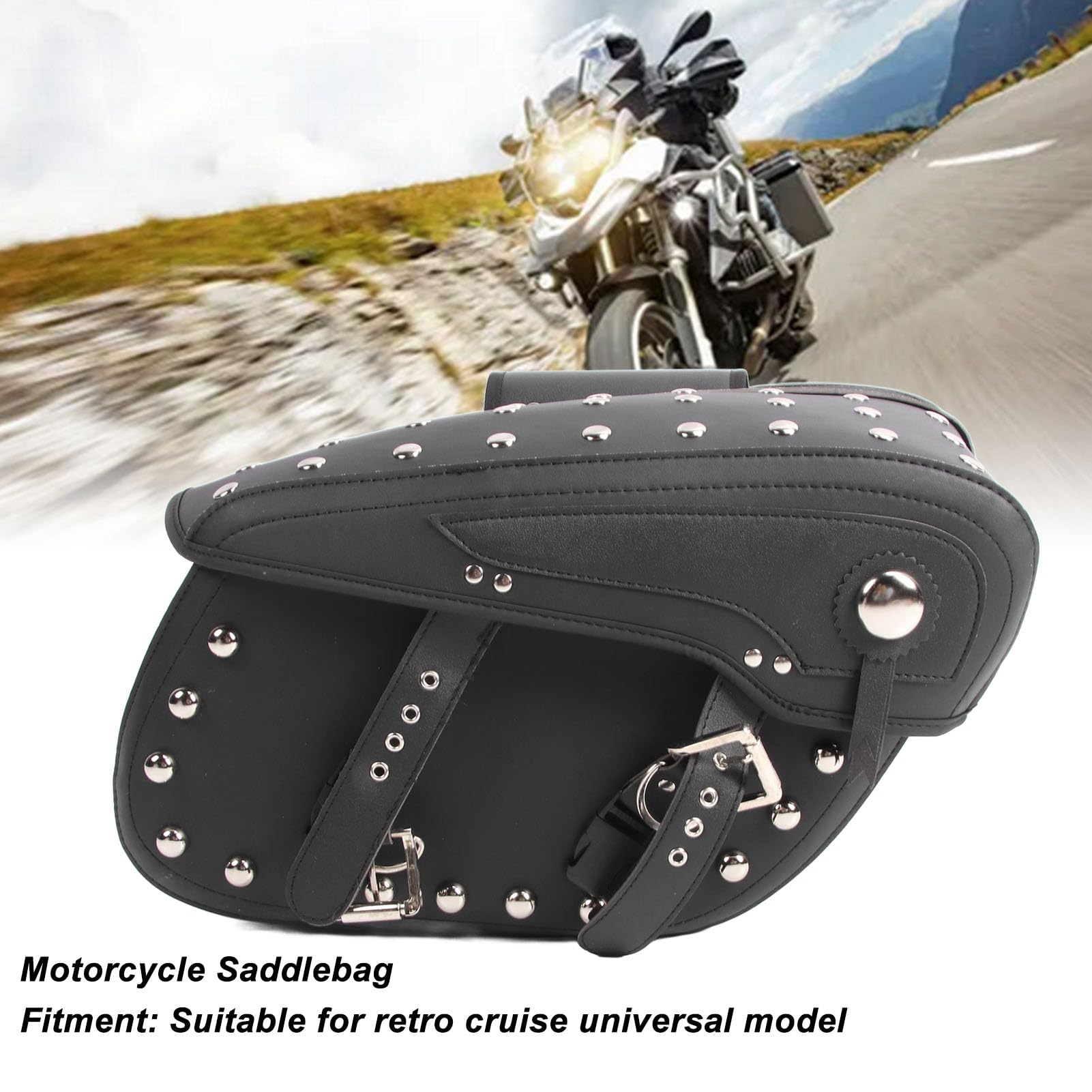 Drfeify Torba Podsiodłowa Motocykla Skóra PVC Boczna Torba Podsiodłowa Motocykla 2 szt. 44 X 18 X 32 Cm Lekka Klamra do Przechowywania na Zamek Błyskawiczny dla Kierowców Retro Cruiserów Podróże