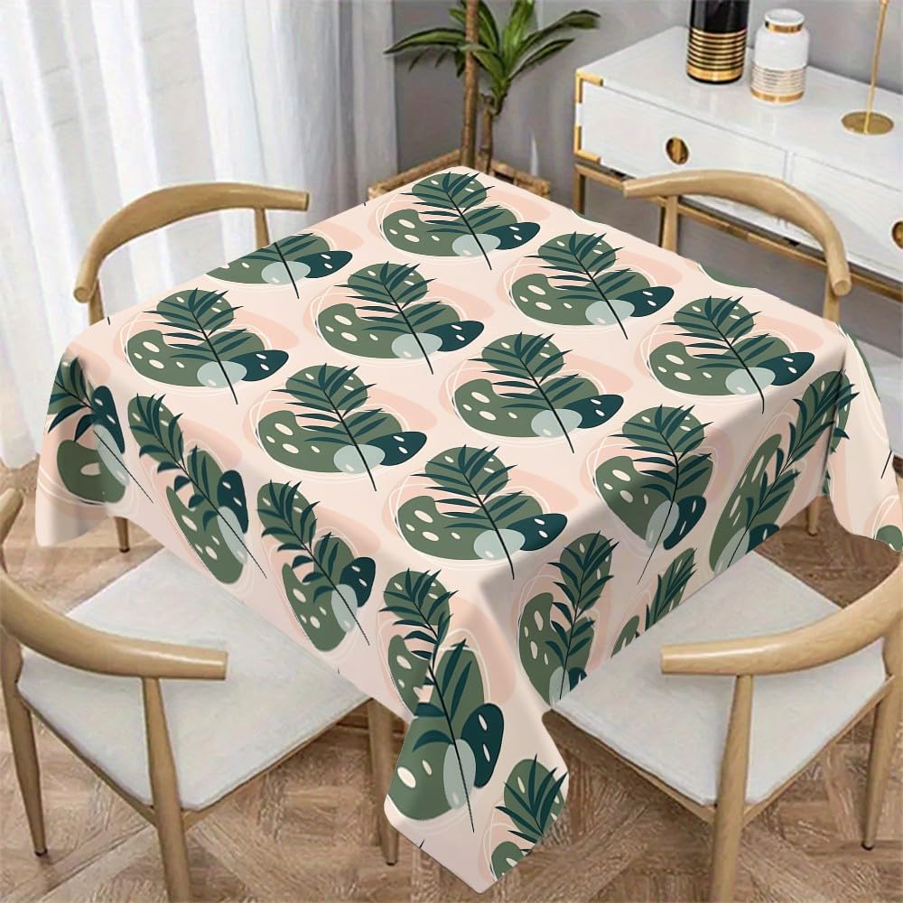 Nappe feuilles de palmier au design imprimé haut de gamme pour table carrée de cuisine