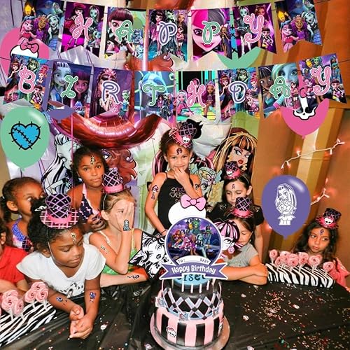 Miniatura 6 de 8 hojas de tatuajes temporales de Monster High para niños, lindos tatuajes de monstruo alto para niñas y niños, recuerdos de fiesta, tatuajes