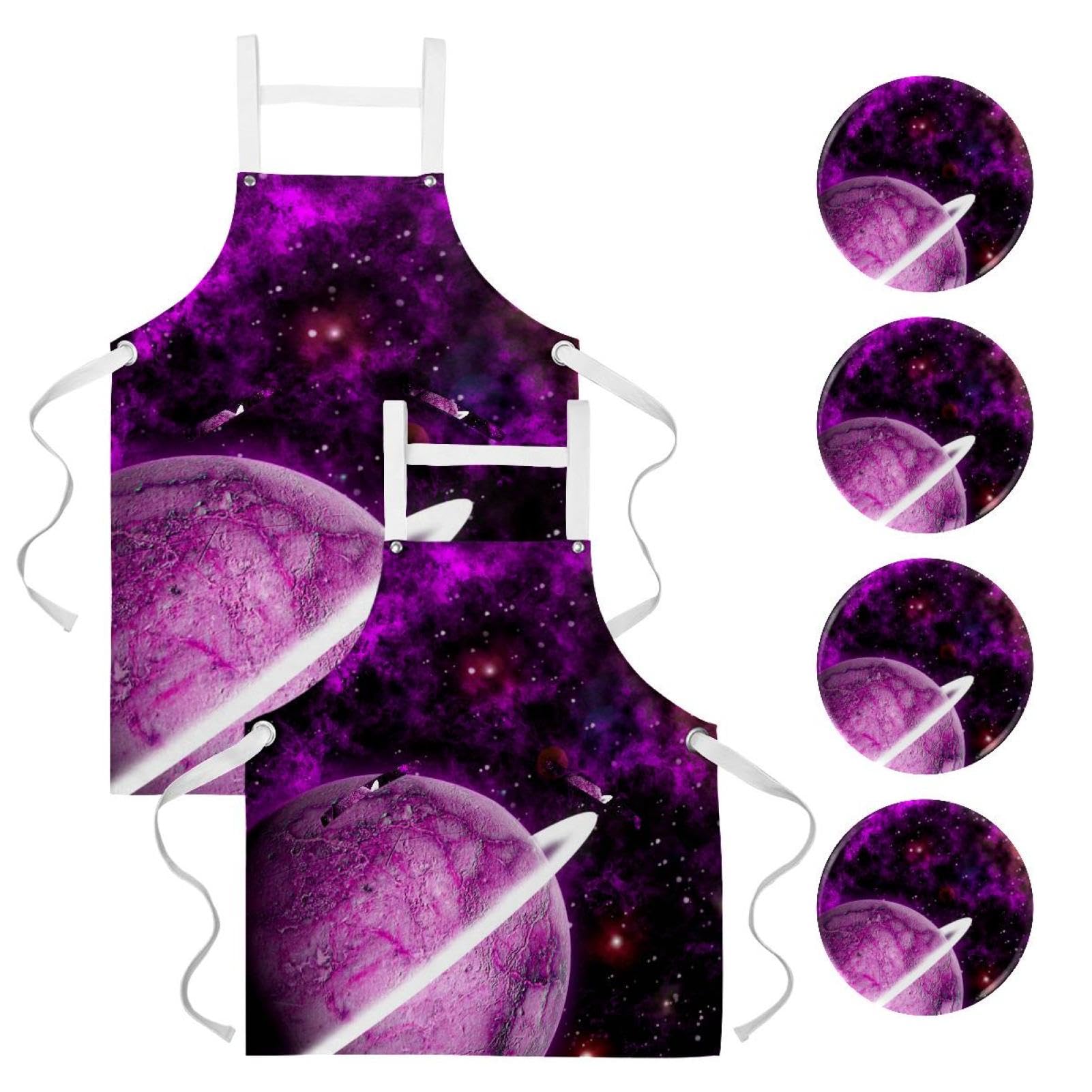 Tablier de cuisine univers et galaxie pour protéger vos vêtements en pâtisserie