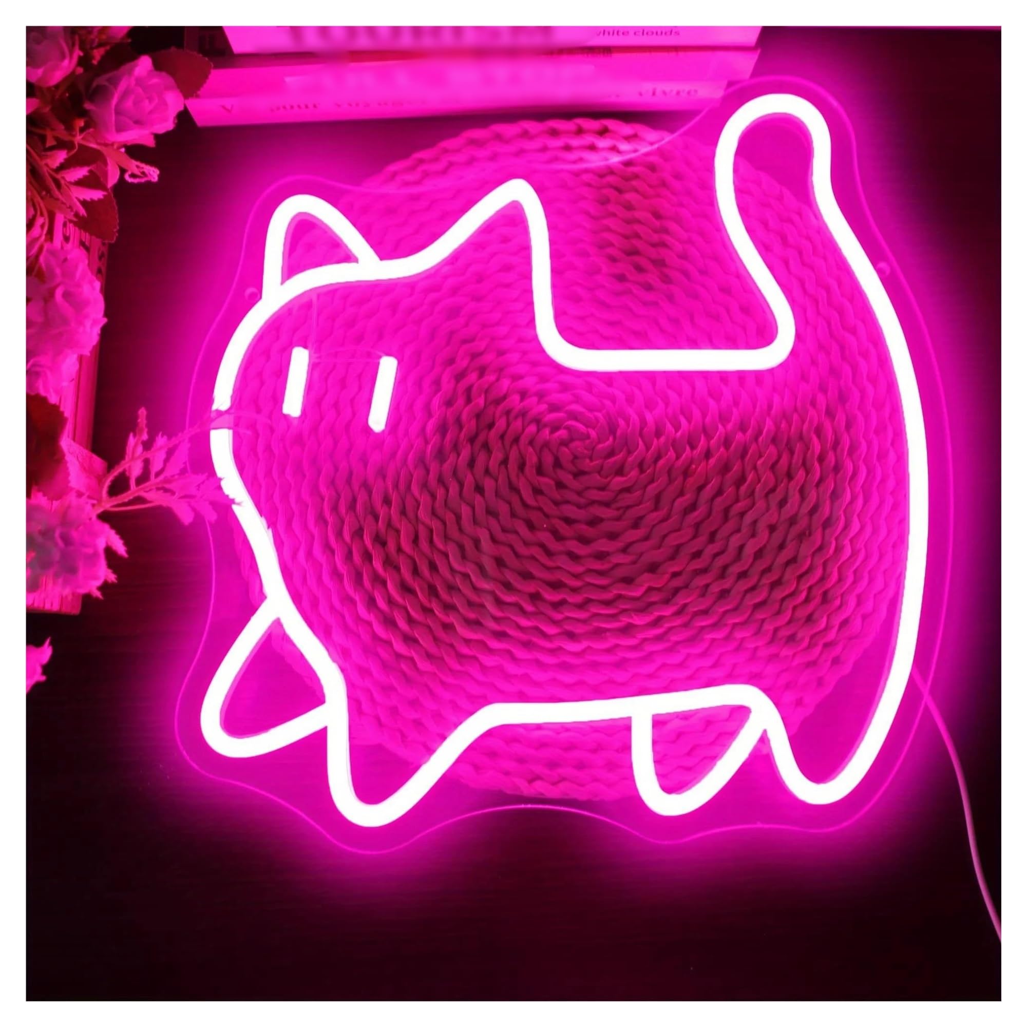 LEMST Sign Lamp Cat Neon Sign, Girls' Party Wall Decoration 28x28cm