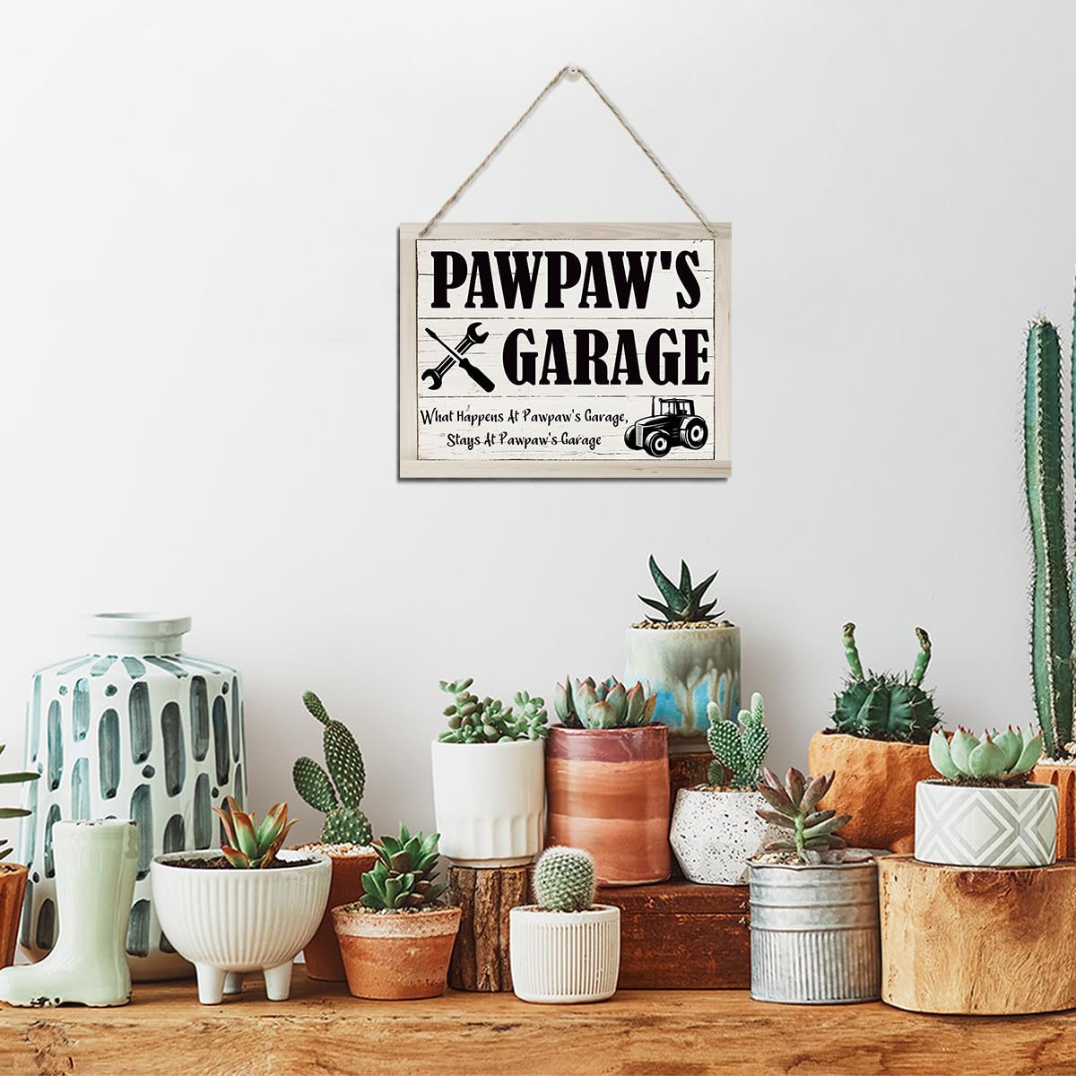 Rustic Pawpaw Wood Sign - Hanging Wall Plaque Decor for Farmhouse & Funny Garage - Father's Day Gift