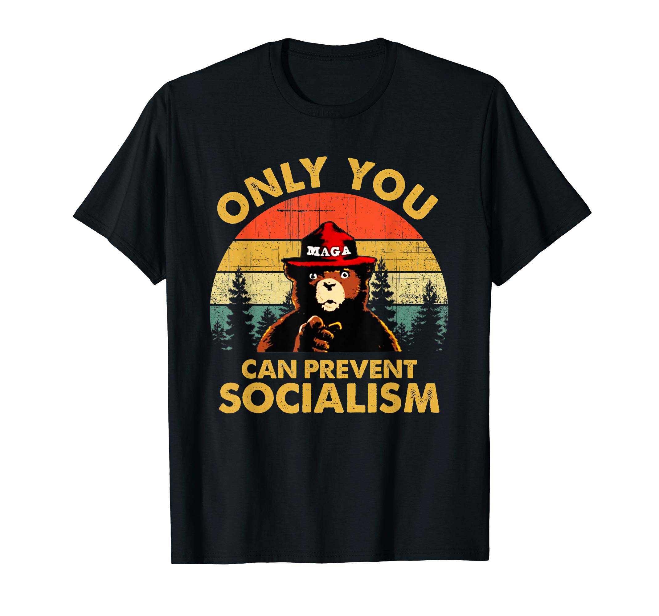 Only You Can Prevent Socialism Bear Camping Vintage T-Shirt