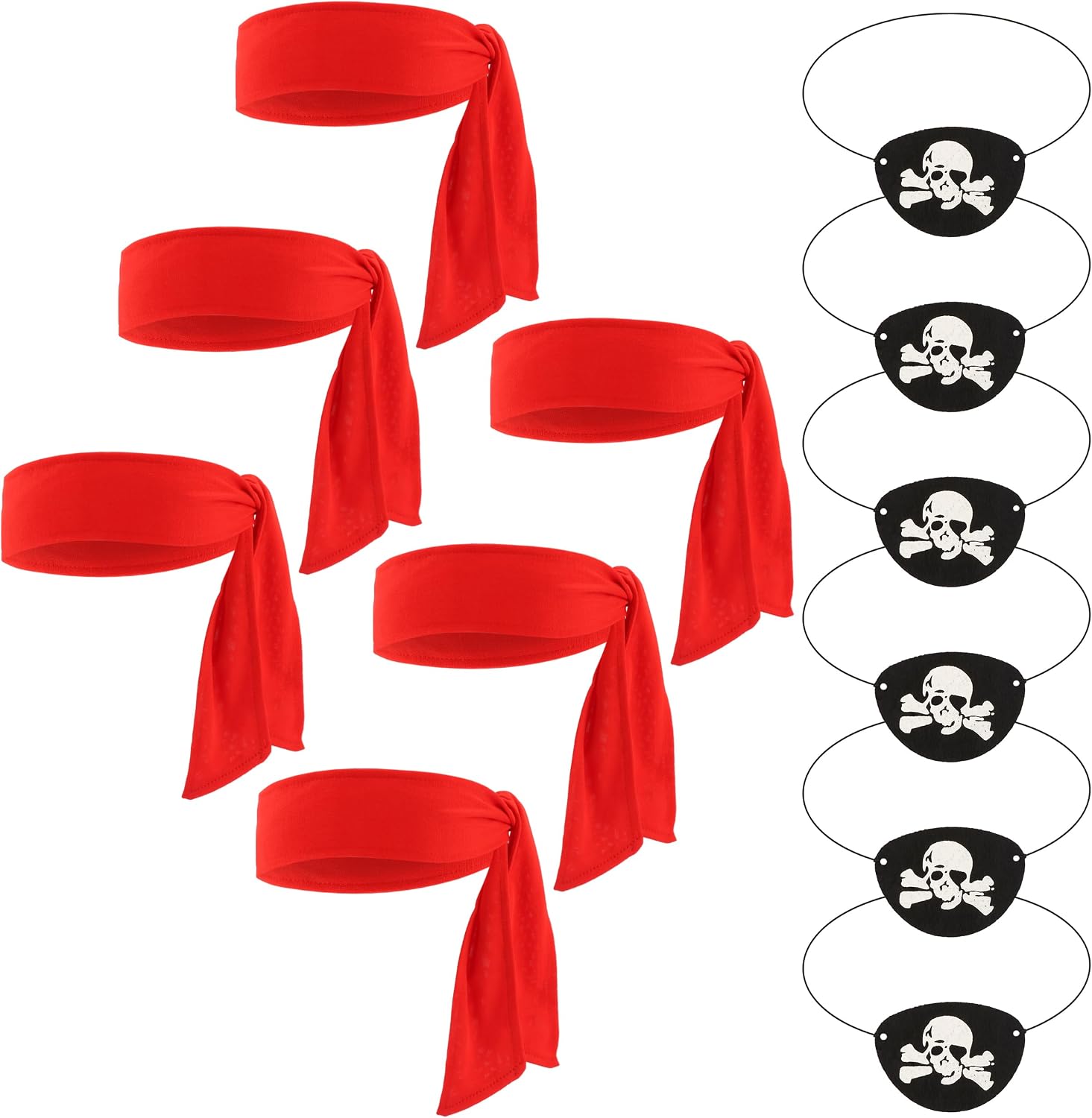 COCIDE 12Pcs Pirate Costume Accessories Captain Red Bandana Pirate Patch Eye Mask Outfit Set Hairband for Women Men Cosplay Halloween Party Favor Supplies Jack Sparrow for Adult