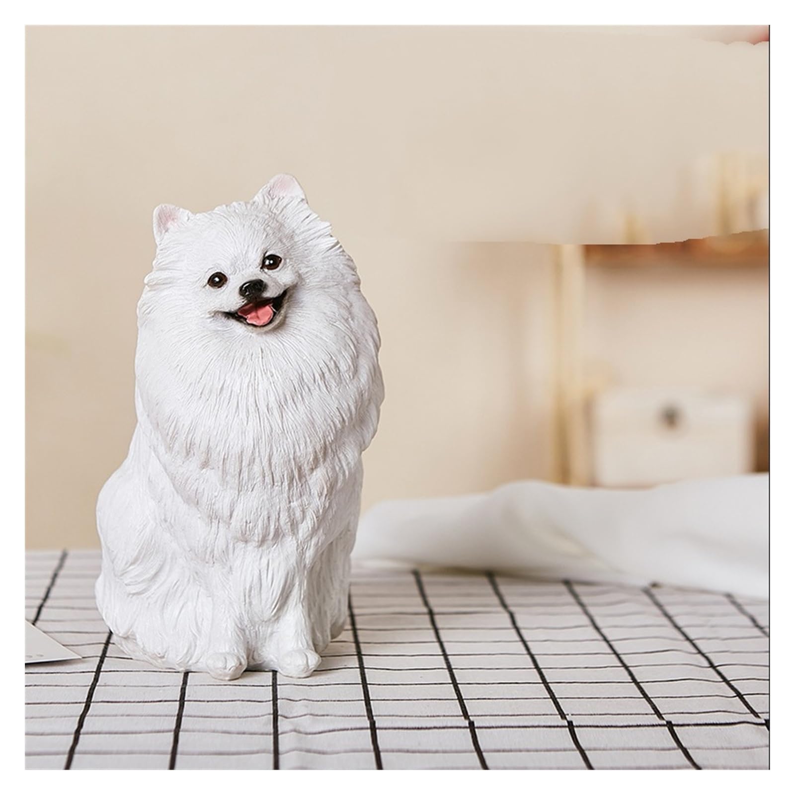 Amazon.co.jp: リアルな犬の置物樹脂ポメラニアン犬の像動物の置物装飾