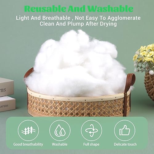 Miniatura 3 de Relleno de fibra de poliéster de 49.38 oz3 libras, relleno de fibra premium, relleno de pelusa de fibra de relleno de alta resistencia para
