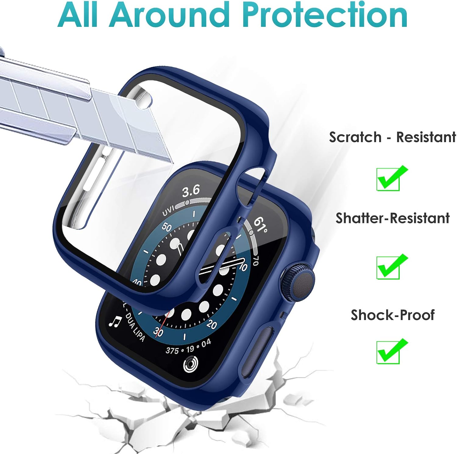 ZEBRE Case Compatible with iWatch Series 6/5/4/SE 40mm with HD Tempered Glass Screen Protector Full Coverage Hard PC Frame Cover Ultra-Thin Protective Case Scratch-Resistant Bumper for Women Men