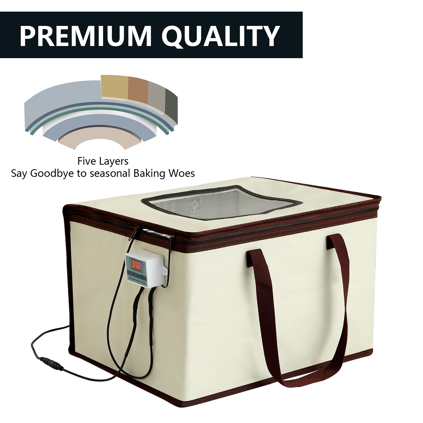 Boîte De Levée De Pâte, Armoire de Fermentation Pliable Étuve De Pâte Polyvalente avec Chauffage et Contrôle Précis De La Température Température et Minuterie Réglables Heated Proofing Basket