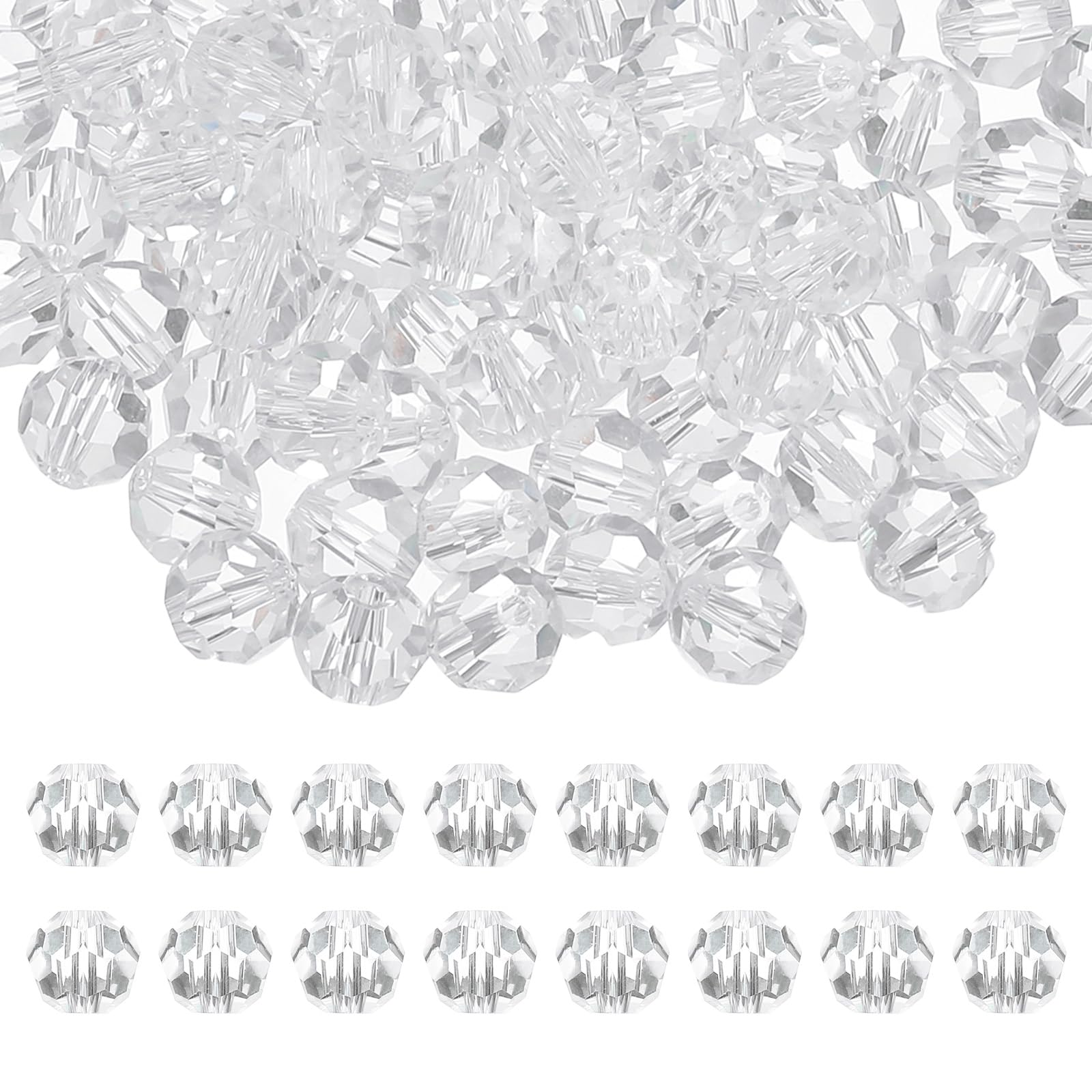 PATIKIL Lot De 200 Perles En Strass Pour La Fabrication De Bijoux, Perles Rondes Brillantes De 10 Mm En Argile Cristal étincelante Avec Trou Pour Bracelet, Collier, Loisirs Créatifs, Blanc