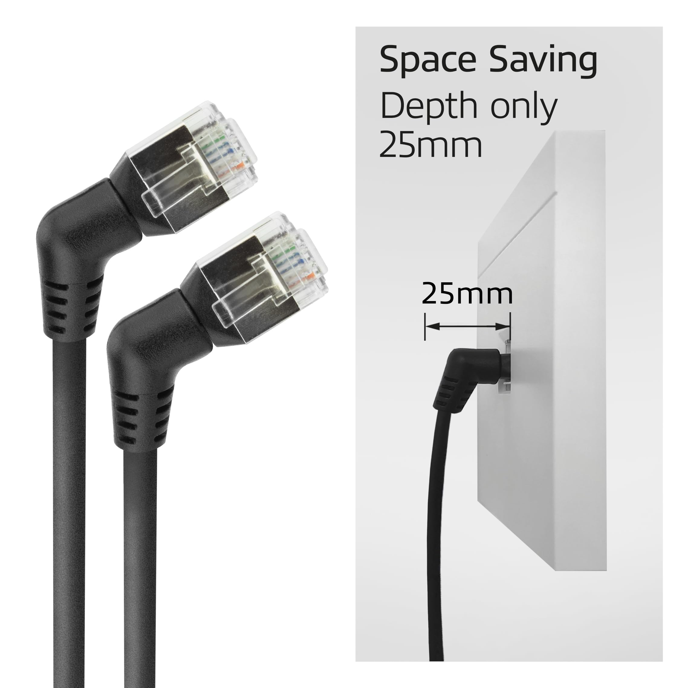 ACT CAT6A kabel U/FTP, kabel sieciowy obracany o 360 stopni, kabel LAN cienko wygięty, 2 m