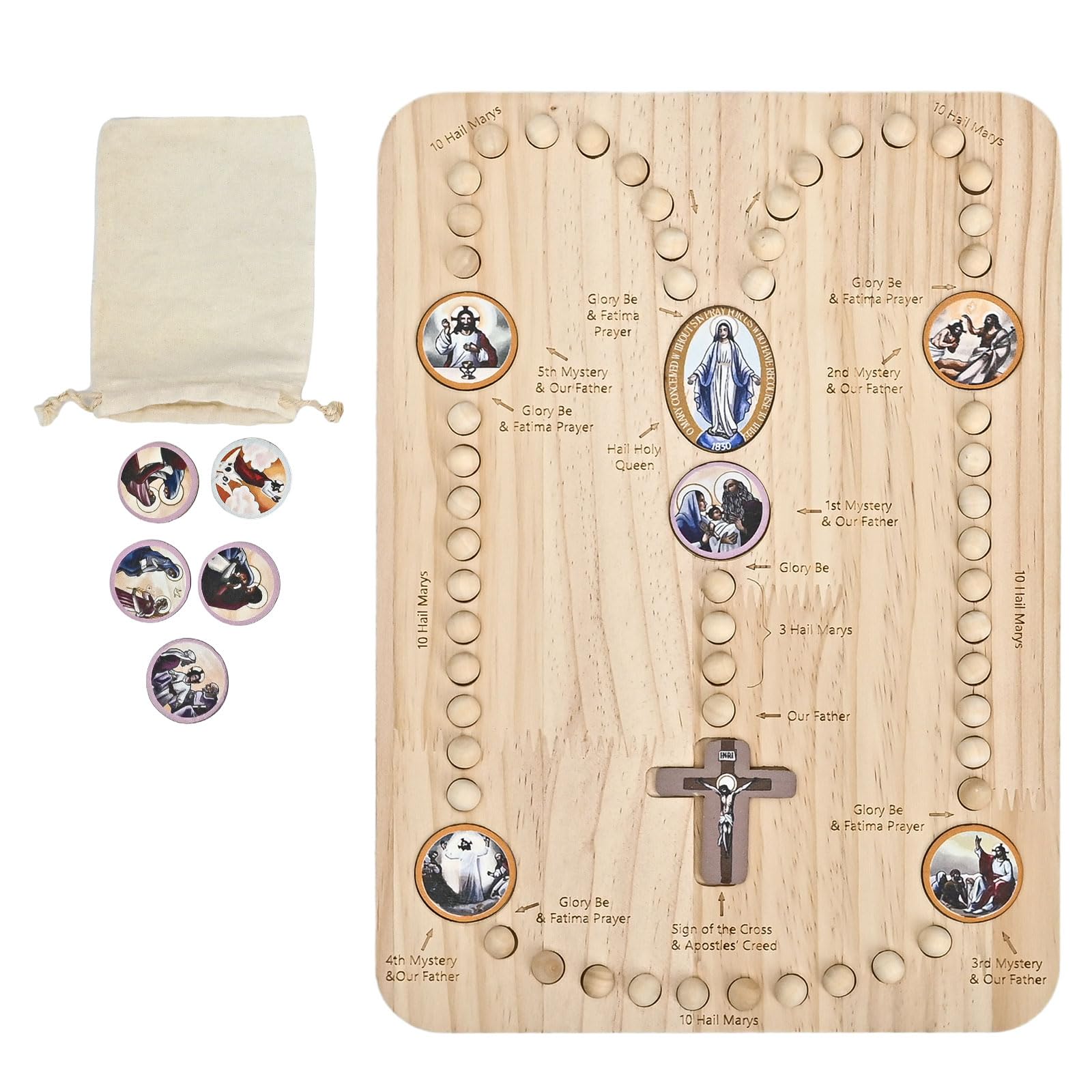 置物 prayers Amazon.com: RERUICO Wooden Rosary Board with 54 Rosary & 22