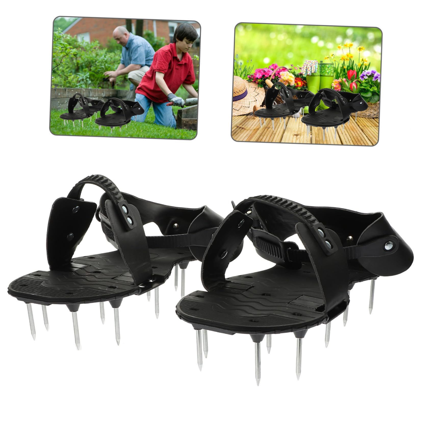 Chaussures Aérateur de Pelouse à Pointes Réglables pour Jardinage Semelle Renforcée et Bande Ajustable Unisexe pour Gazon