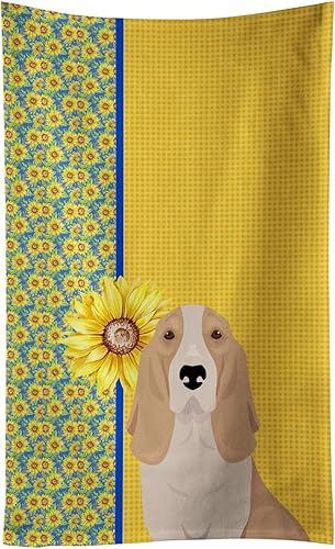 Caroline's Treasures WDK5325KTWL - Toalla de cocina con diseño de girasoles de verano, limón y blanco, tricolor, Basset Hound, toalla de mano para