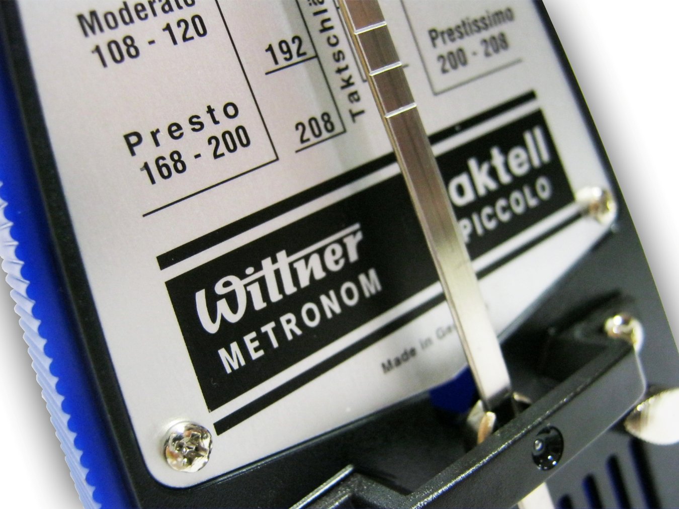 Wittner Taktell Piccolo Metrónomo. Azul carcasa. Compact metrónomo de alta calidad fabricado en Alemania.